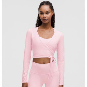 Pink Lululemon Nulu Long Sleeve Cropped Wrap